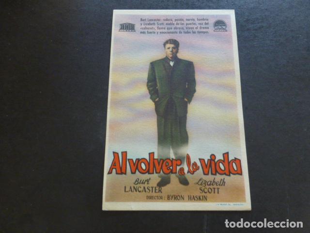 Cine: AL VOLVER A LA VIDA PROGRAMA DE MANO SIN PUBLICIDAD - Foto 1
