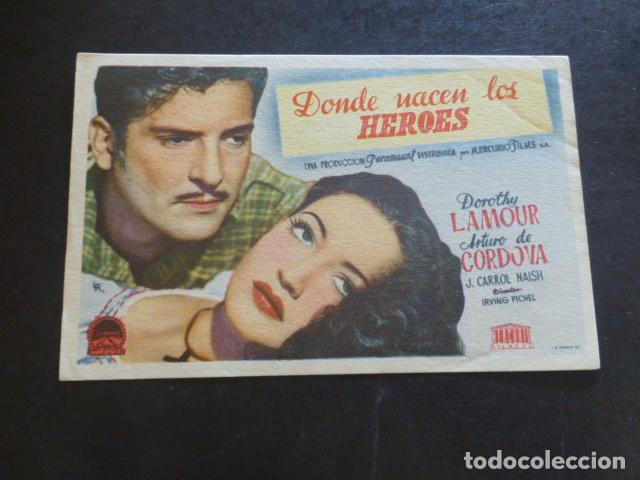 Cine: DONDE NACEN LOS HEROES PROGRAMA DE MANO SIN PUBLICIDAD - Foto 1
