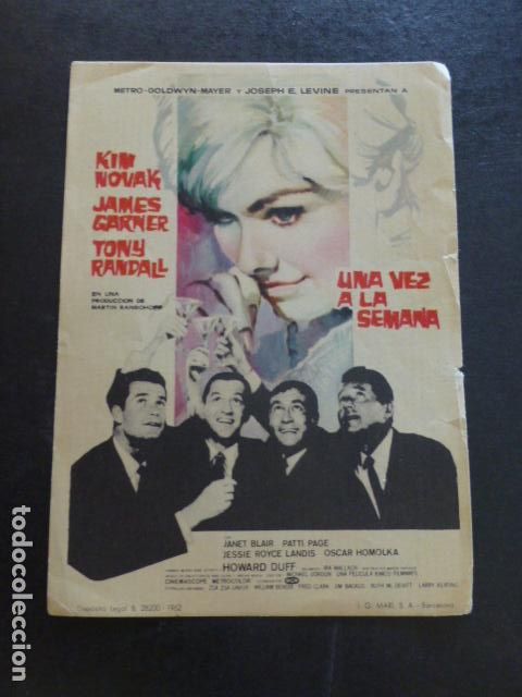 Cine: UNA VEZ A LA SEMANA PROGRAMA DE MANO SIN PUBLICIDAD - Foto 1