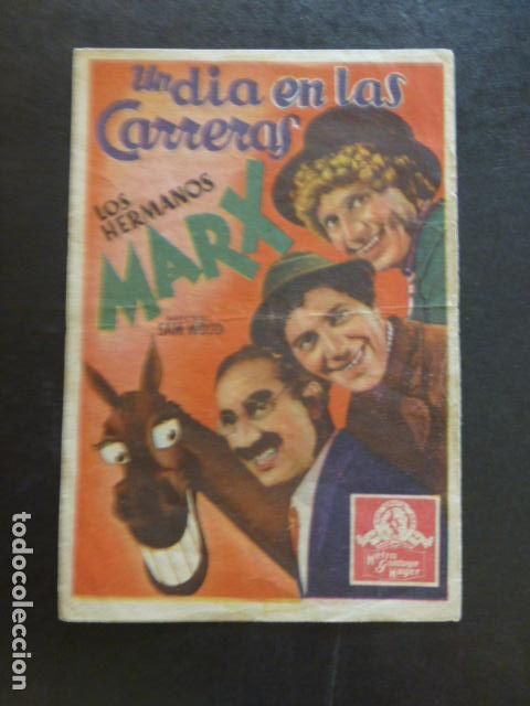 Cine: UN DIA EN LAS CARRERAS PROGRAMA DE MANO SIN PUBLICIDAD - Foto 1