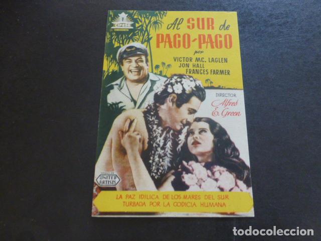 Cine: AL SUR DE PAGO-PAGO PROGRAMA DE MANO SIN PUBLICIDAD - Foto 1