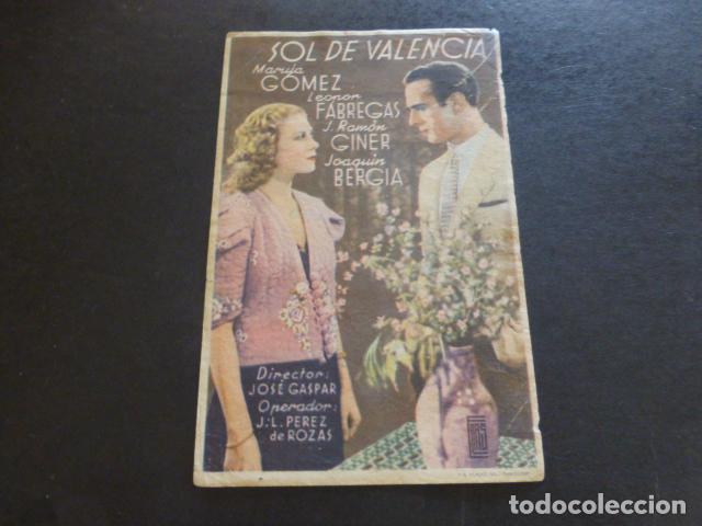 Cine: SOL DE VALENCIA PROGRAMA DE MANO SIN PUBLICIDAD - Foto 1