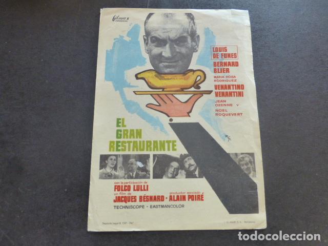 Cine: EL GRAN RESTAURANTE PROGRAMA DE MANO SIN PUBLICIDAD - Foto 1