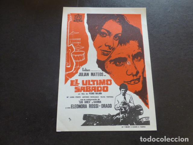 Cine: EL ULTIMO SABADO PROGRAMA DE MANO SIN PUBLICIDAD - Foto 1
