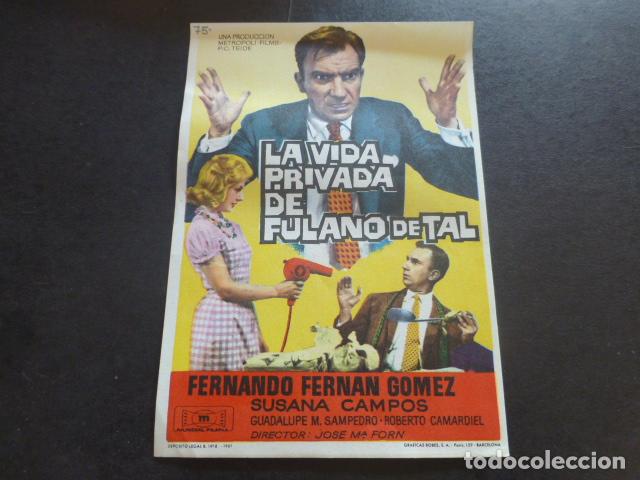 Cine: LA VIDA PRIVADA DE FULANO DE TAL PROGRAMA DE MANO SIN PUBLICIDAD - Foto 1