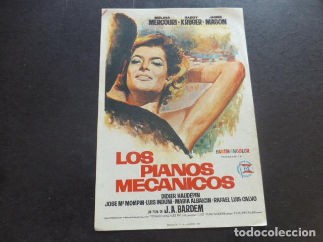 Cine: LOS PIANOS MECANICOS PROGRAMA DE MANO SIN PUBLICIDAD - Foto 1
