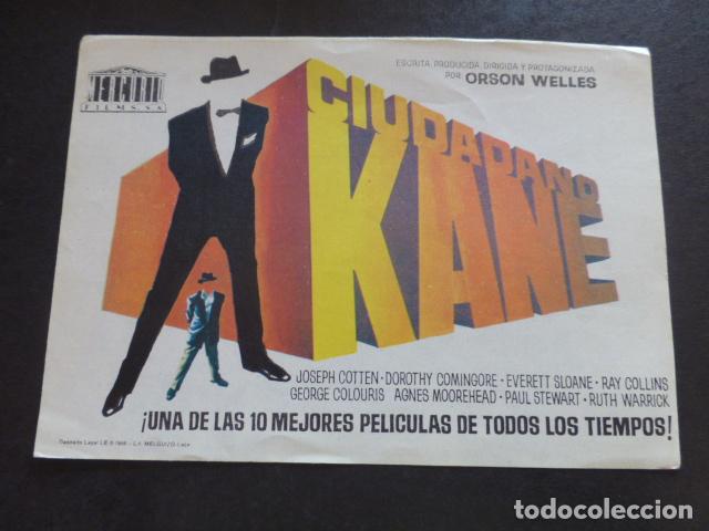 Cine: CIUDADANO KANE PROGRAMA DE MANO SIN PUBLICIDAD - Foto 1