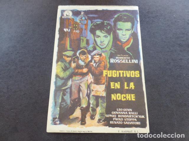 Cine: FUGITIVOS EN LA NOCHE PROGRAMA DE MANO SIN PUBLICIDAD - Foto 1