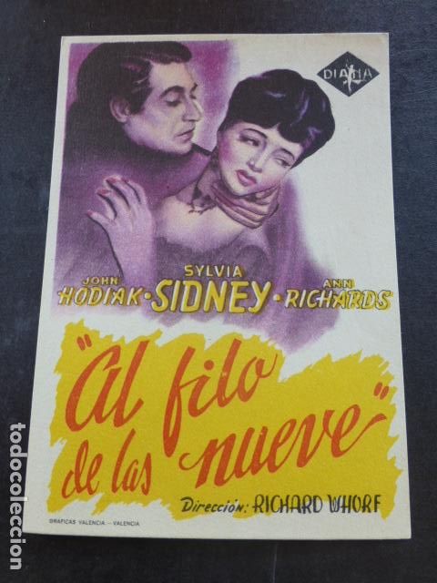 Cine: AL FILO DE LAS NUEVE PROGRAMA DE MANO SIN PUBLICIDAD - Foto 1