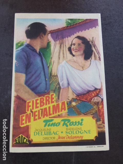 Cine: FIEBRE EN EL ALMA PROGRAMA DE MANO SIN PUBLICIDAD - Foto 1
