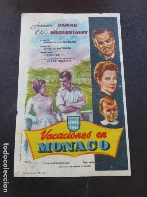 Cine: VACACIONES EN MONACO PROGRAMA DE MANO SIN PUBLICIDAD - Foto 1