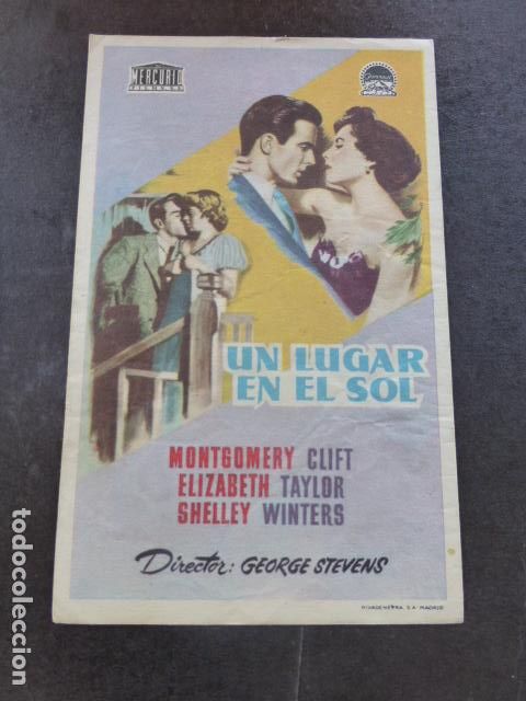 Cine: UN LUGAR EN EL SOL PROGRAMA DE MANO SIN PUBLICIDAD - Foto 1