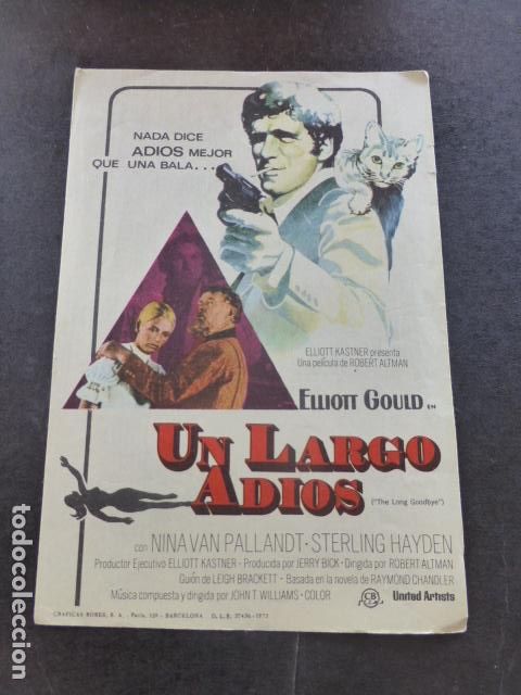Cine: UN LARGO ADIOS PROGRAMA DE MANO SIN PUBLICIDAD - Foto 1