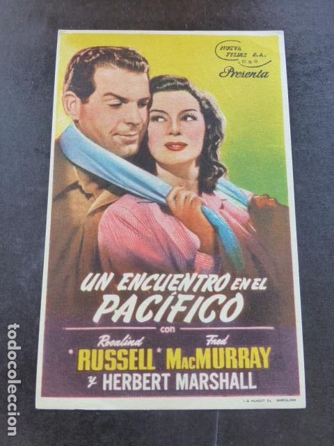 Cine: UN ENCUENTRO EN EL PACIFICO PROGRAMA DE MANO SIN PUBLICIDAD - Foto 1