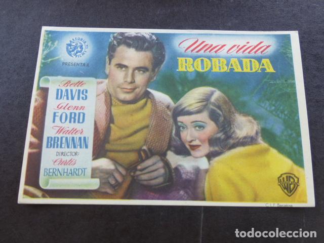 Cine: UNA VIDA ROBADA PROGRAMA DE MANO SIN PUBLICIDAD - Foto 1