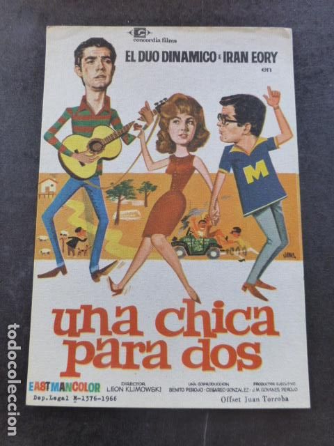Cine: UNA CHICA PARA DOS PROGRAMA DE MANO SIN PUBLICIDAD - Foto 1