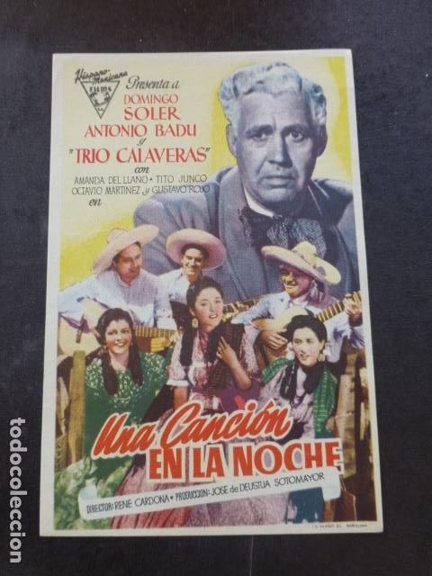 Cine: UNA CANCION EN LA NOCHE PROGRAMA DE MANO SIN PUBLICIDAD - Foto 1