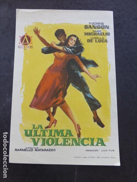 Cine: LA ULTIMA VIOLENCIA PROGRAMA DE MANO SIN PUBLICIDAD - Foto 1