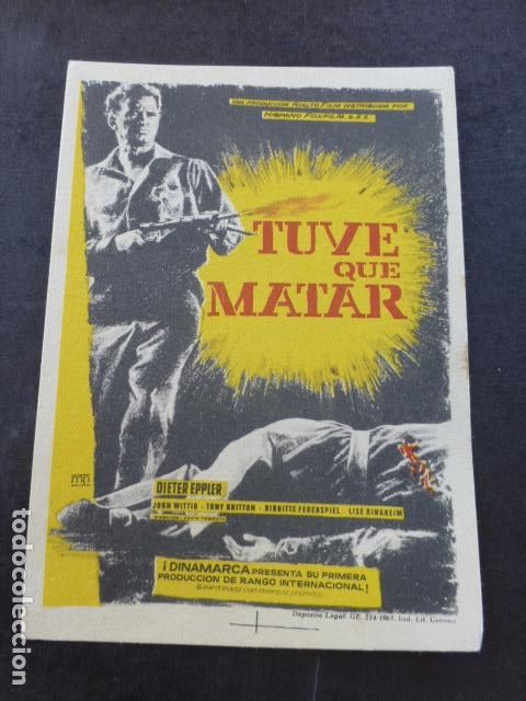 Cine: TUVE QUE MATAR PROGRAMA DE MANO SIN PUBLICIDAD - Foto 1
