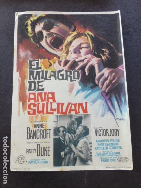 Cine: EL MILAGRO DE ANA SULLIVAN PROGRAMA DE MANO SIN PUBLICIDAD - Foto 1