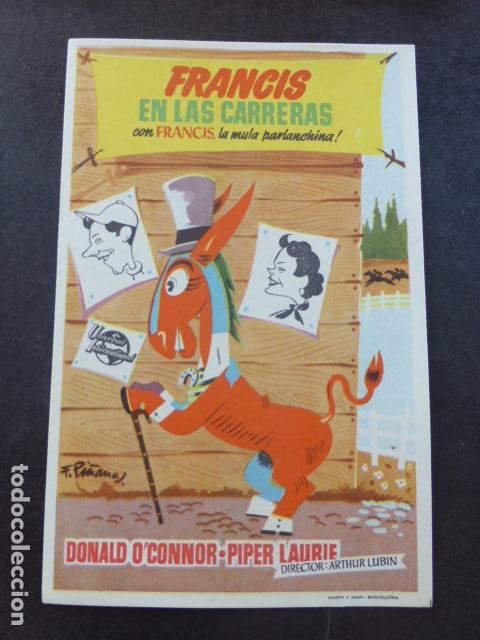 Cine: FRANCIS EN LAS CARRERAS PROGRAMA DE MANO SIN PUBLICIDAD - Foto 1
