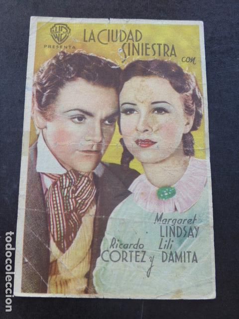 Cine: LA CIUDAD SINIESTRA PROGRAMA DE MANO SIN PUBLICIDAD - Foto 1