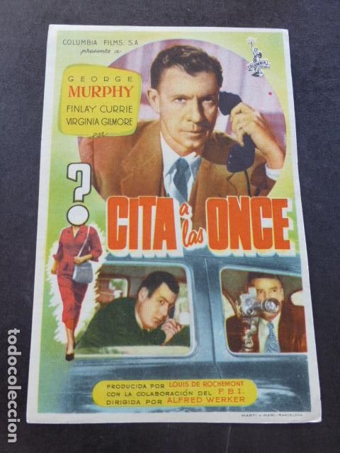 Cine: CITA A LAS ONCE PROGRAMA DE MANO SIN PUBLICIDAD - Foto 1