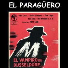 Cine: FOLLETO DE MANO ORIGINAL AÑO 1931 EL VAMPIRO DE DUSSELDORF. Lote 359709740