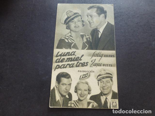 Cine: LUNA DE MIEL PARA TRES PROGRAMA DE MANO SIN PUBLICIDAD - Foto 1