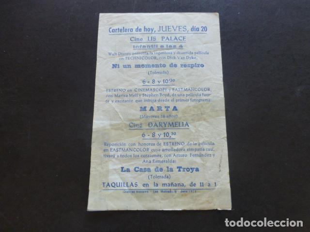Cine: MARTA PROGRAMA DE MANO PUBLICIDAD CINE LIS PALACE JAEN - Foto 2