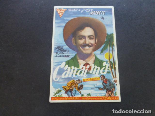 Cine: CANAIMA JORGE NEGRETE PROGRAMA DE MANO SIN PUBLICIDAD - Foto 1