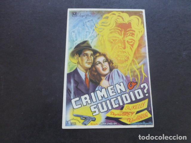 Cine: CRIMEN O SUCIDIO? PROGRAMA DE MANO SIN PUBLICIDAD - Foto 1