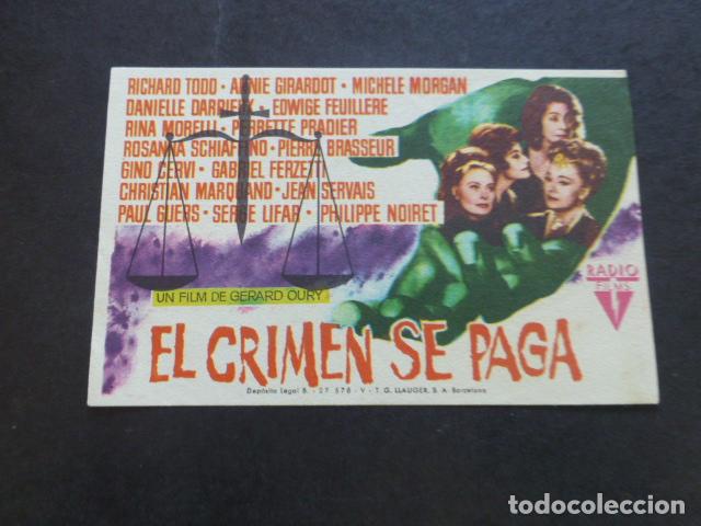 Cine: EL CRIMEN SE PAGA PROGRAMA DE MANO SIN PUBLICIDAD - Foto 1