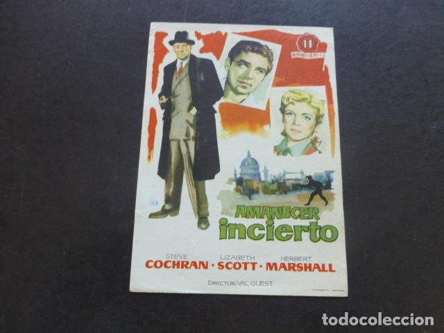 Cine: AMANECER INCIERTO PROGRAMA DE MANO SIN PUBLICIDAD - Foto 1