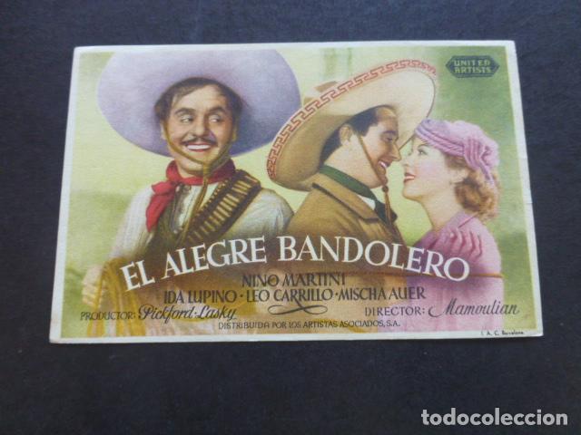 Cine: EL ALEGRE BANDOLERO PROGRAMA DE MANO SIN PUBLICIDAD - Foto 1