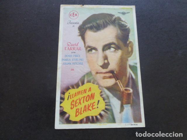 Cine: LLAMEN A SEXTON BLAKE PROGRAMA DE MANO SIN PUBLICIDAD - Foto 1