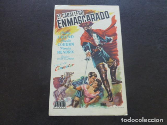 Cine: EL CABALLERO ENMASCARADO PROGRAMA DE MANO SIN PUBLICIDA - Foto 1