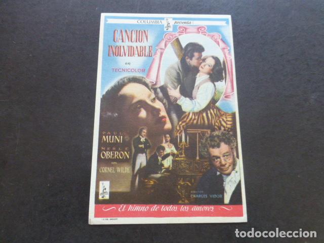 Cine: CANCION INOLVIDABLE PROGRAMA DE MANO SIN PUBLICIDA - Foto 1