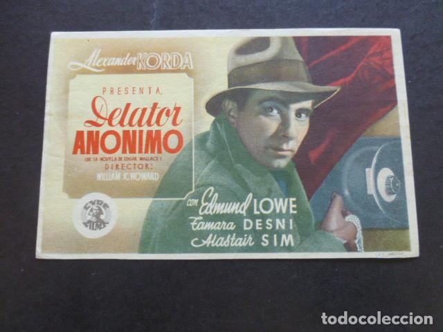 Cine: DELATOR ANONIMO PROGRAMA DE MANO SIN PUBLICIDA - Foto 1