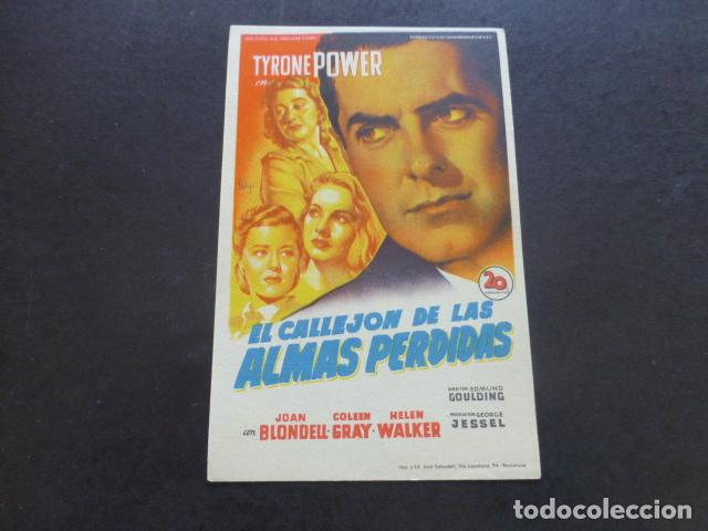 Cine: EL CALLEJON DE LAS ALMAS PERDIDAS PROGRAMA DE MANO SIN PUBLICIDAD - Foto 1