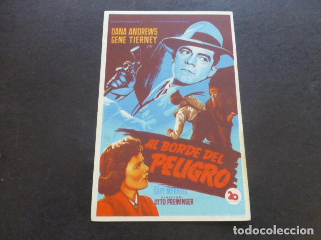 Cine: AL BORDE DEL PELIGRO PROGRAMA DE MANO SIN PUBLICIDAD - Foto 1