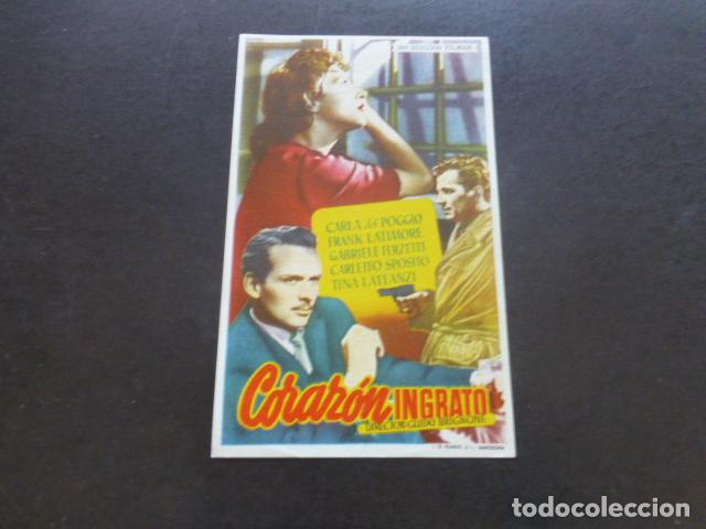 Cine: CORAZON INGRATO PROGRAMA DE MANO SIN PUBLICIDAD - Foto 1