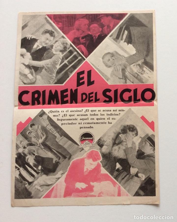 Cine: PROGRAMA DOBLE SIN CINE IMPRESO. PARAMOUNT. EL CRIMEN DEL SIGLO. FRANCES DEE, STUART ERWIN. - Foto 2
