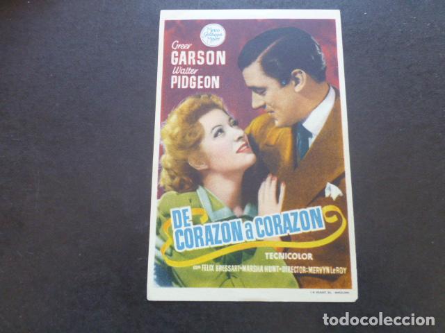 Cine: DE CORAZON A CORAZON PROGRAMA DE MANO SIN PUBLICIDAD - Foto 1