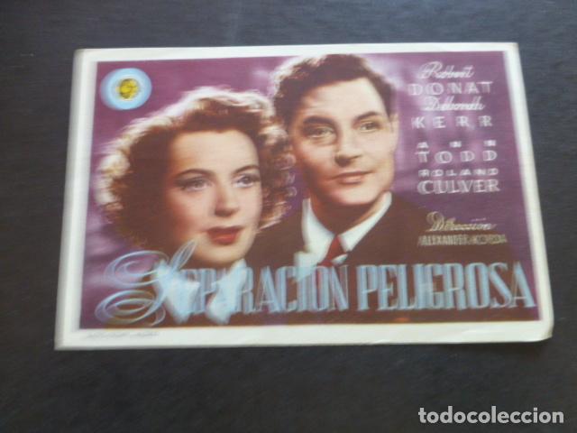 Cine: SEPARACION PELIGROSA PROGRAMA DE MANO SIN PUBLICIDAD - Foto 1