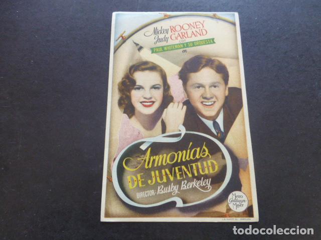 Cine: ARMONIAS DE JUVENTUD PROGRAMA DE MANO SIN PUBLICIDAD - Foto 1