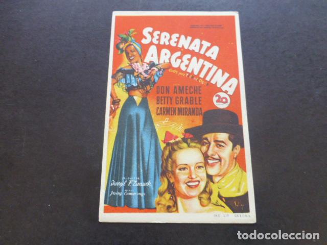 Cine: SERENATA ARGENTINA PROGRAMA DE MANO SIN PUBLICIDAD - Foto 1