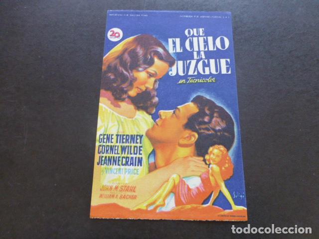 Cine: QUE EL CIELO LA JUZGUE PROGRAMA DE MANO SIN PUBLICIDAD - Foto 1