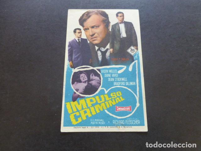 Cine: IMPULSO CRIMINAL PROGRAMA DE MANO SIN PUBLICIDAD - Foto 1