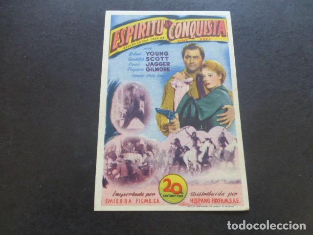Cine: ESPIRITU DE CONQUISTA PROGRAMA DE MANO SIN PUBLICIDAD - Foto 1